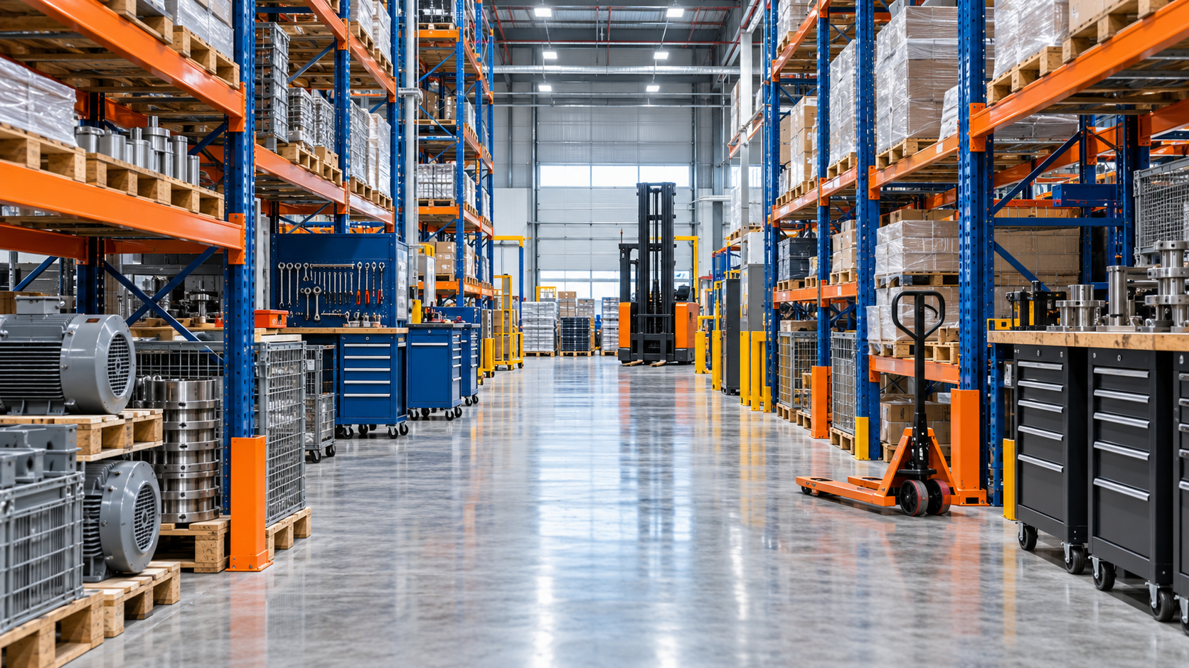 Organized industrial warehouse inventory